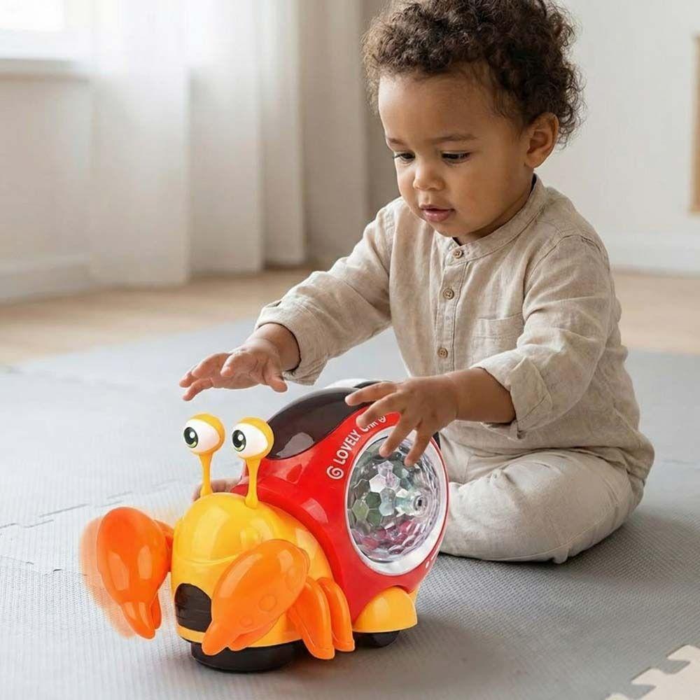 Plastic LED Light Crab Walking Toys With Music Crawling Crab Sensory Toy Kids