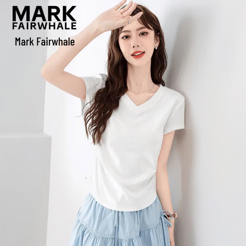 Mark Fairwhale Women's V-Neck Slim Fit Flutter Sleeve T-Shirt