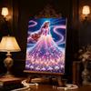 Rapunzel Series Pearl Effect Frameless Art | Long Hair & Flowing Gradient Gown Accents | Dreamy Art Decor for Modern Home & Gallery