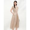 JUZUI ANNACAOU Women's 100% Linen Relaxed V-Neck A-Line Dress