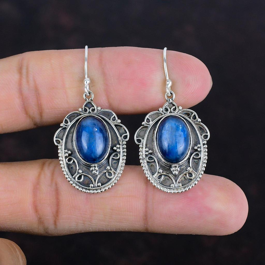 Kyanit Ohrringe Vintage Ohrring Erstaunlicher Schmuck Edelstein Ohrring 925 Sterlingsilber Ohrring Handgefertigte Ohrringe Geschenke für Mama Hängeohrring