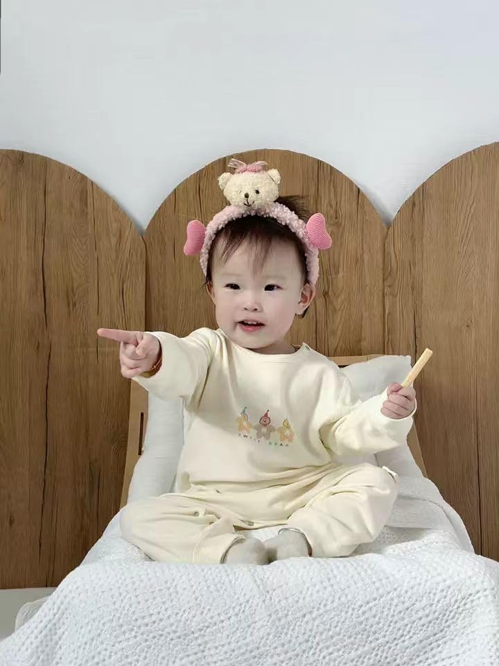 YIN OON Baby Clothes for Boys and Long Sleeve Outing Newborn Cute Bear Print Baby Baby Size 66 Open Girls, Fall/Winter, Romper, Coverall, Innerwear,