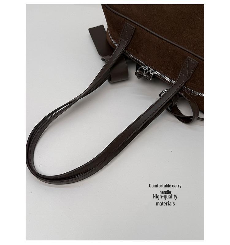 2025 Autumn Large Capacity Retro Frosted Shoulder Tote Handbag