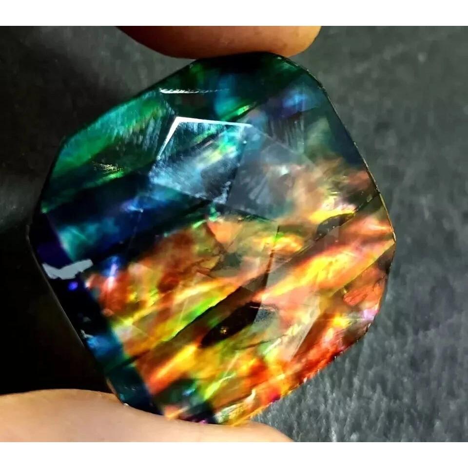 Natural Opal-Like Ammolite Doublet Organic 28+ Ct Stunning Certified Gemstone