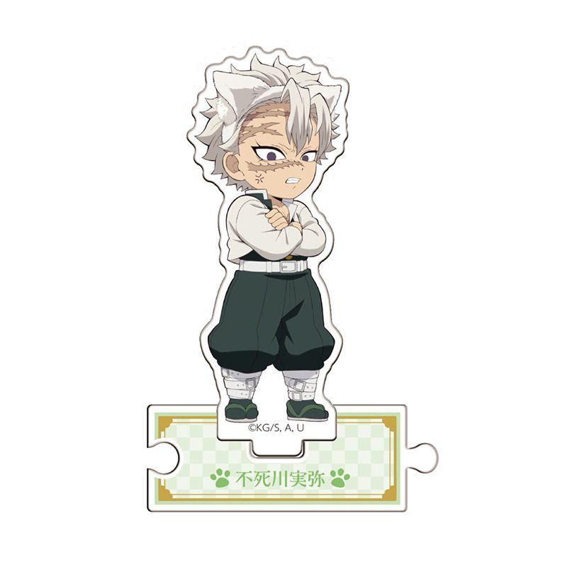 Giyu Cat Ears Figure Q Acrylic Stand Mini Tanjiro Cute Cat Standing Plate Zenitsu Acrylic Ornaments Collectible Accessory Toys