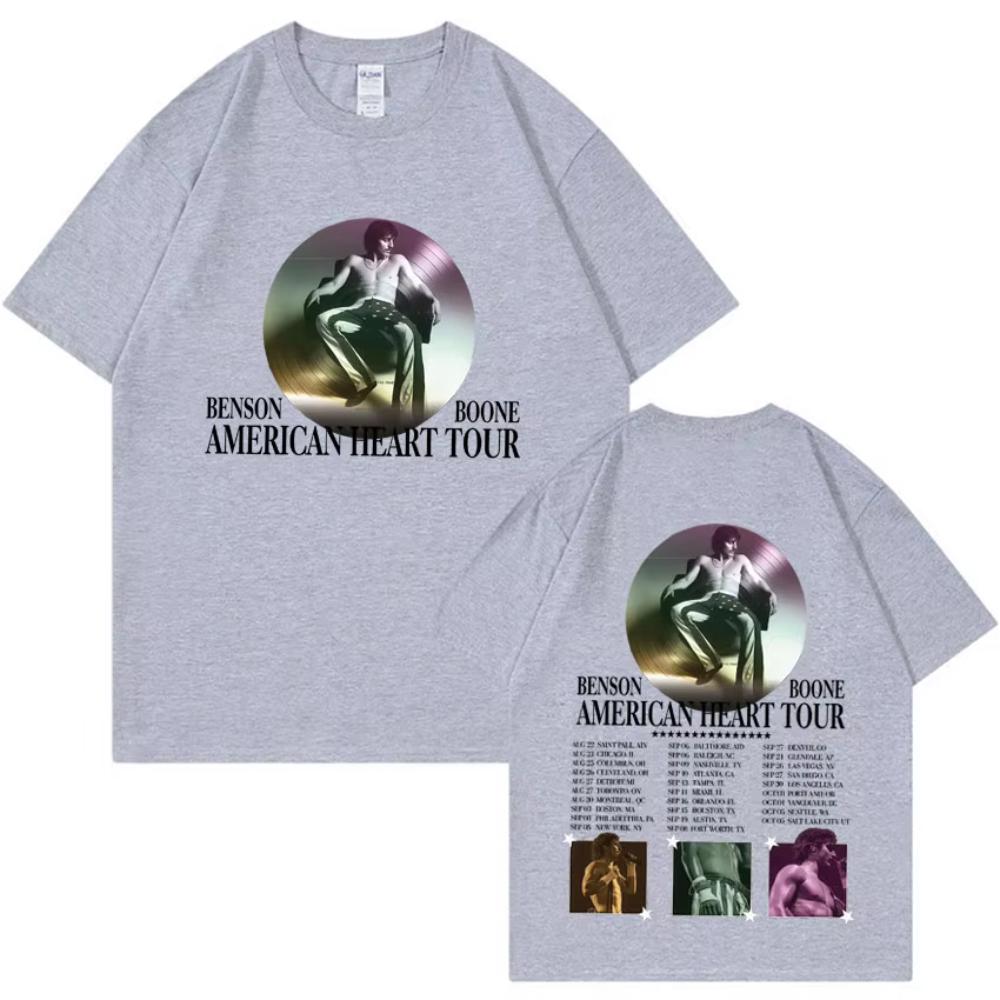 

Streetwear Tide Tops Casual Benson Boone America Heart Tour Hip Hop Album 2025 T-shirt Men Women Short-sleeved Oversized T Shirt 4XL