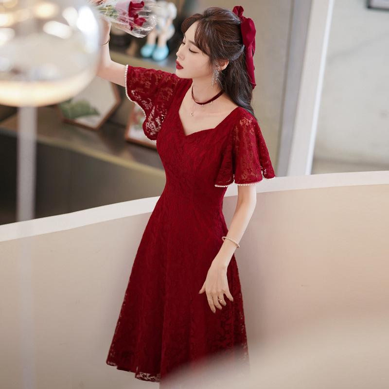 Toast clothes bride 1011 new models can usually wear summer engagement dress back door small dress female lace