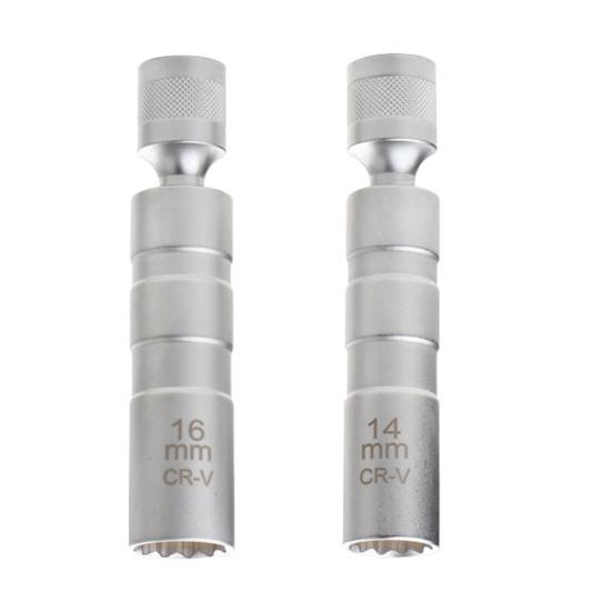 Spark Plug Socket Wrench Ultra-thin Labor-saving Good Hardness 12-Point 14mm/16mm Magnetic Spark Plug Removal Tool Swivel Extension Car