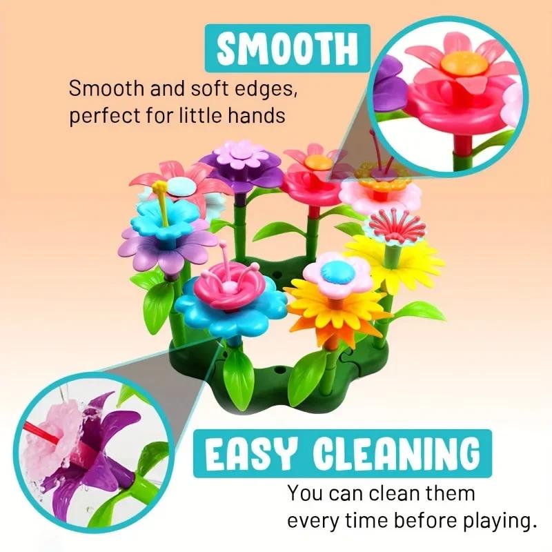 138pcs Flower Garden Building Set Educational Activity for 3-6 Year Old Kids Arts Crafts Toys Gifts for Preschoolers Gift