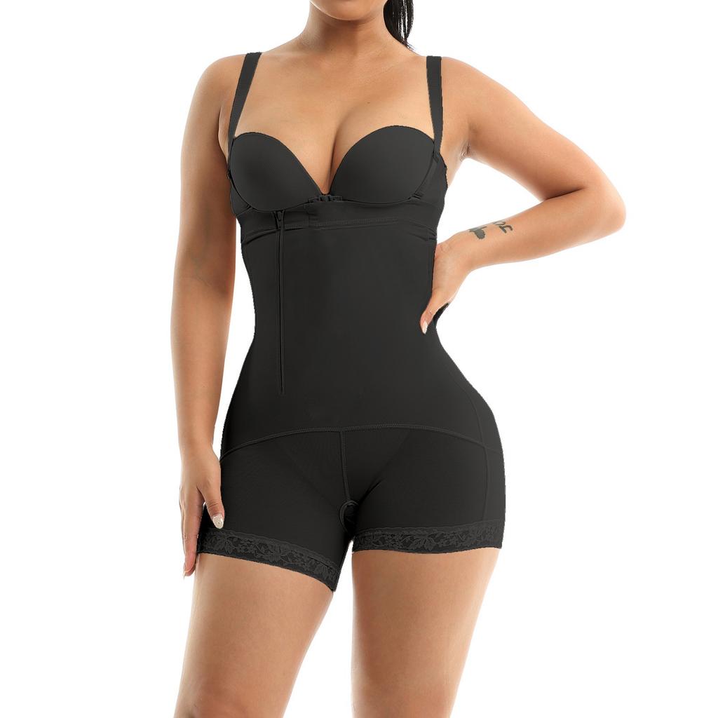 Women's Solid Color Side-pull Hip-lifting Tummy-tightening Large Size Body-shaping Bodysuit Hip-tightening Waist Tights