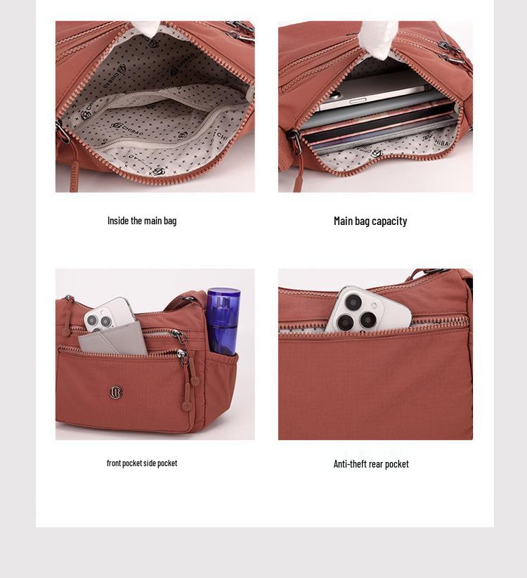 ChiBao Lightweight Nylon Summer Women's Versatile Crossbody Shoulder Bag - Wear-Resistant, Large Capacity, Casual Small Square Design