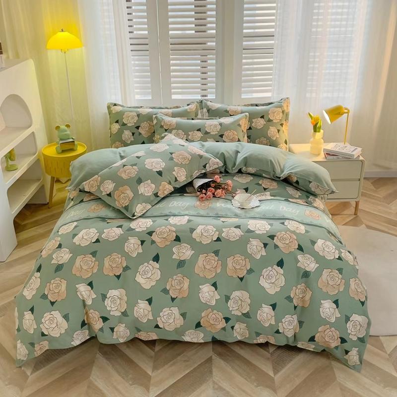 

Cartoon Bear Duvet Cover Set, Red Plant Flower Comforter Cover, Students Childrens Adults Blue Bedding with Bed Sheet Pillowcase Flat Bed Sheet&150x200cm 3pcs set