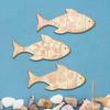3Pcs/Set Wooden Fish Wall Decoration, Plants Pattern Fish Wall Art for Beach, Lake House, Nautical Coastal Ocean Theme Hanging Ornament