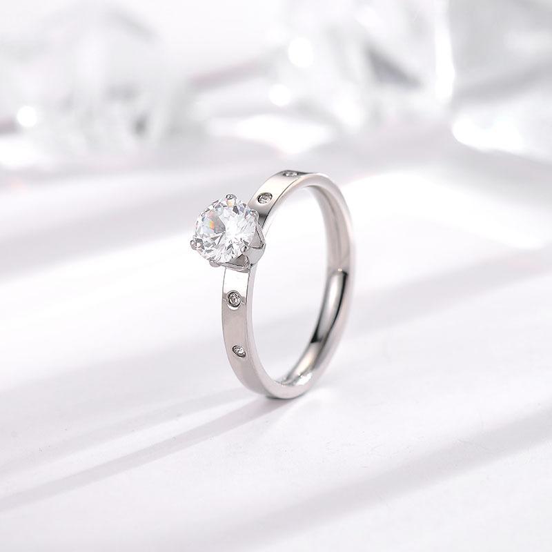 Titanium Steel Ring Rose Gold Zircon Couple Open Adjustable Finger Ring Fashion Jewelry