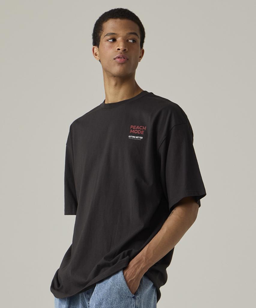 URBANAGE Peach Mode Oversized Short Sleeve Charcoal