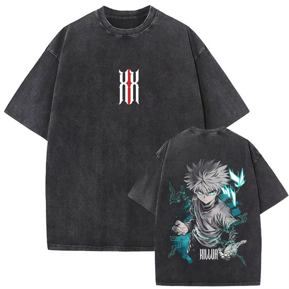 2026 Washed Vintage Anime Hunter X Hunter Graphic T-shirt Merch T Shirts Men Casual Retro T-shirts Fans Lover Clothes