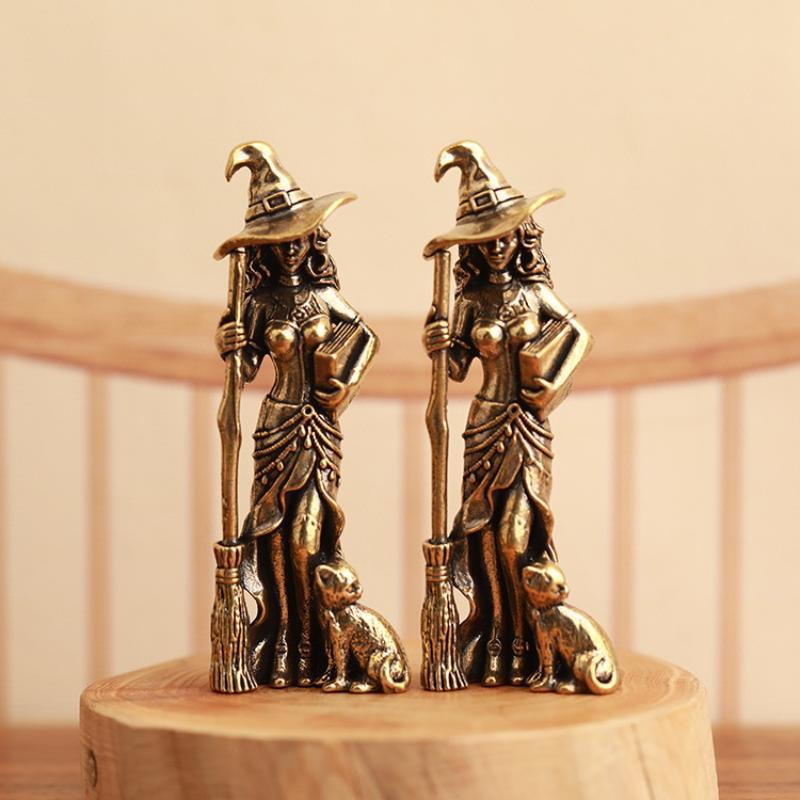 1 ks Retro Krásné Postavičky Kouzelníků Mosazná Malá Soška Čarodějnice Stolní Dekorace Řemesla Domácí Ozdoba