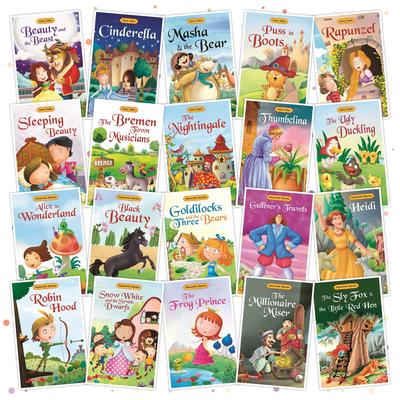 Set Of 20 Favourite & Fairy Tales Story Books | English Short Stories For 3+ | Robinhood, Snow White, Alice In Wonderland,Cindrella,Rapunzel,Ugly Duck
