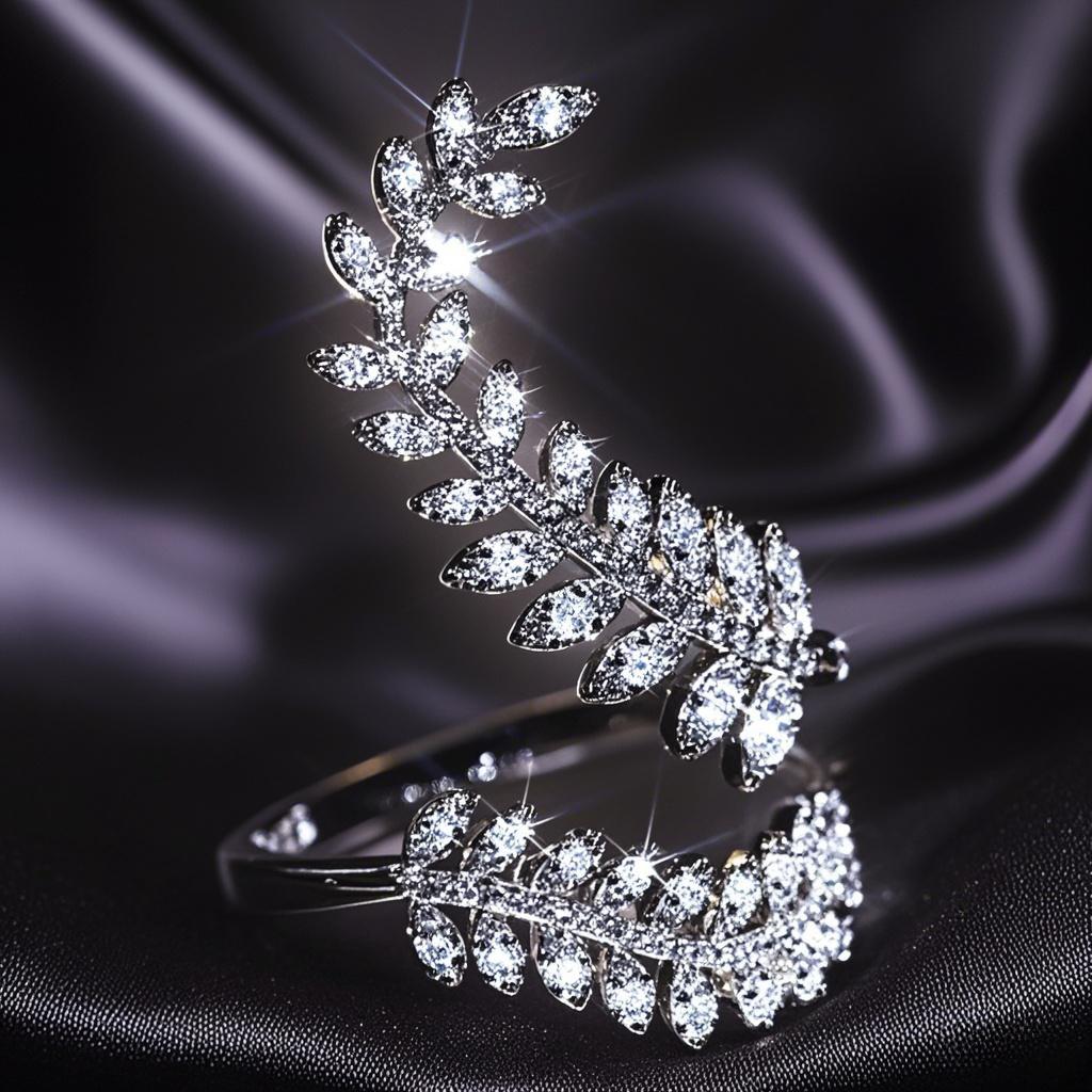 European and American Women's Fashionable, Simple, Leaf Shaped, Creative, Personalized Ring, Party Opening Ring