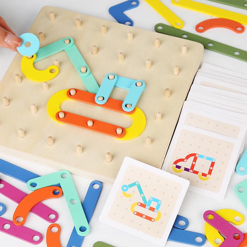 Montessori Shape-Changing Pegboard Puzzle for Kids