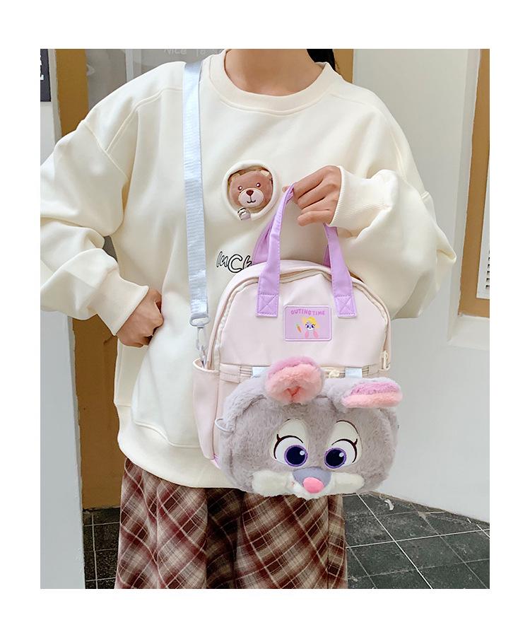 Cross-border Kids' Animal Plush Doll Backpack: Two-way Large Capacity Crossbody Bag