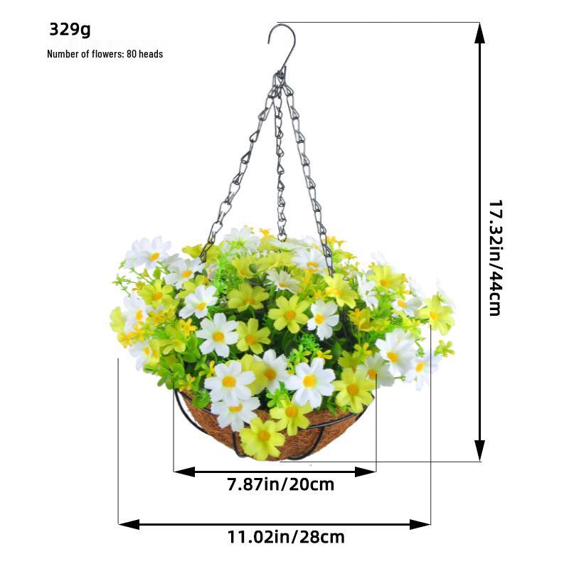 Frühlingsblumen-Hängekorb mit Schleife - Kranz Heimdekoration