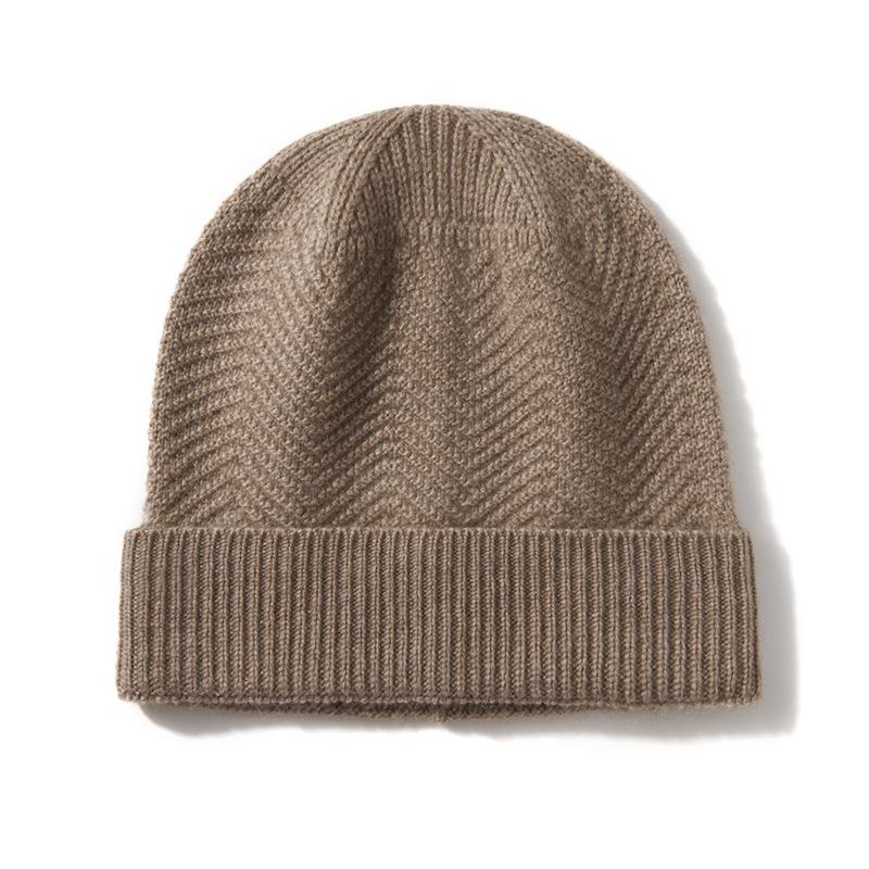 

Cashmere Autumn and Winter New Style Women s High End Solid Color Twisted Pattern Thickened Warm Fashion Knitted Casual Cuffed Hat One Size