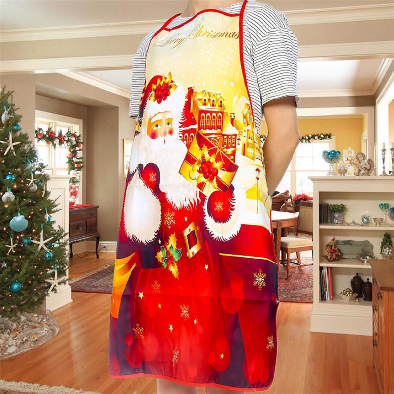 New-Year Snowman Pattern Christmas Apron Home Cooking Kitchen Decoration Apron Adult Antifouling Christmas Decorations