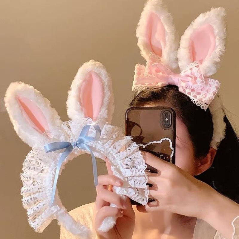 Lolita Cosplay Easter Headband Cute Cartoon Rabbit Ears Hairband for Festival Party Decorations Accessories