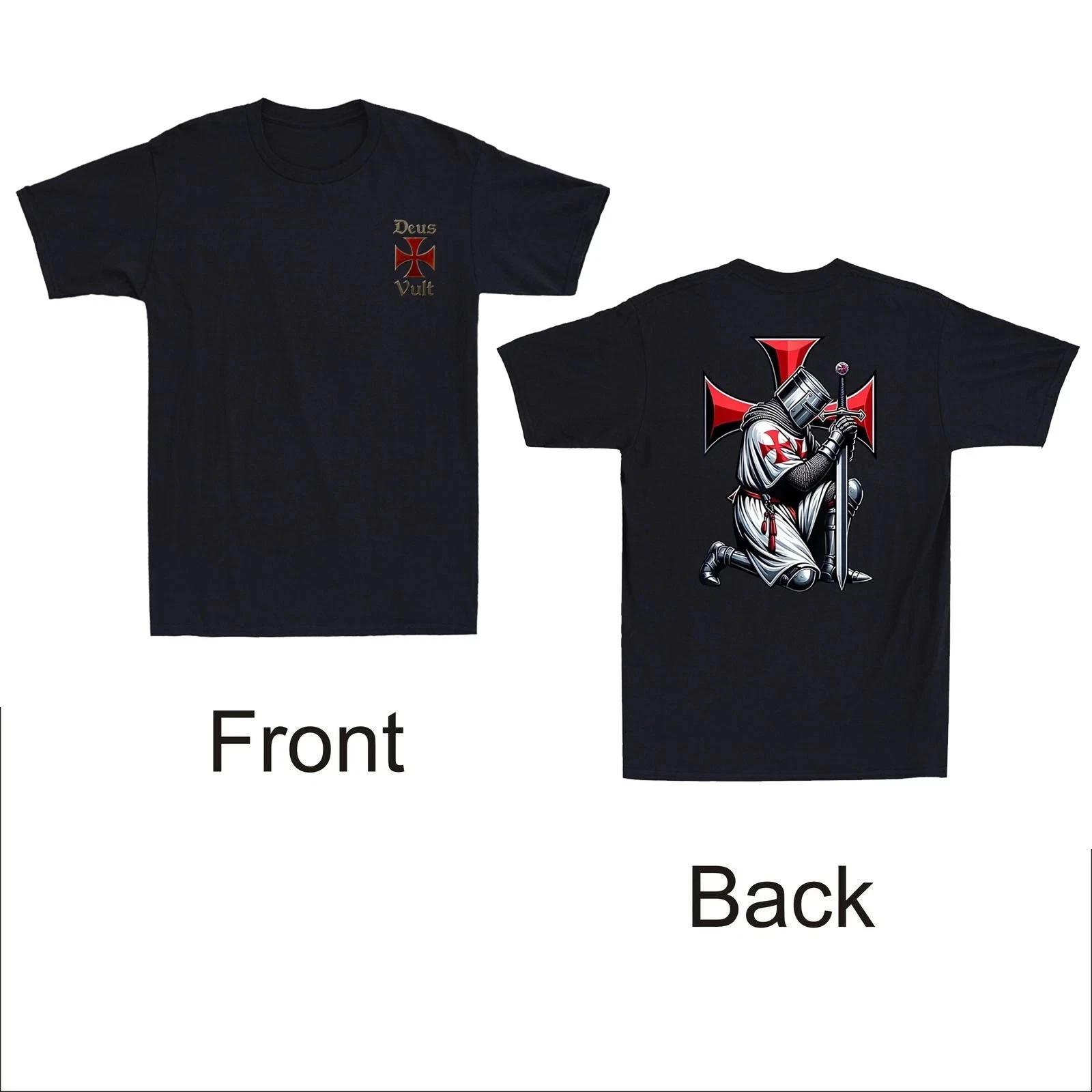 Deus Vult Templar Cross Front & Back Men’s T-Shirt L