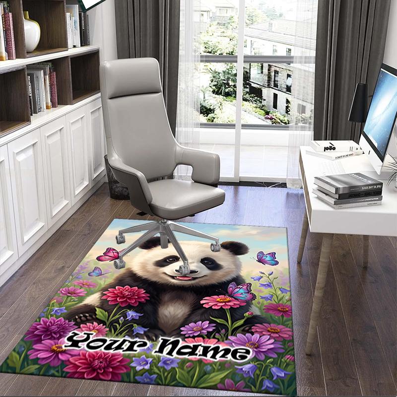 1PC Custom Name Panda Garden Theme Floor Mat Ideal for Living Room, Game Rooms, Office, Bedroom,Floor Mat Playful Design