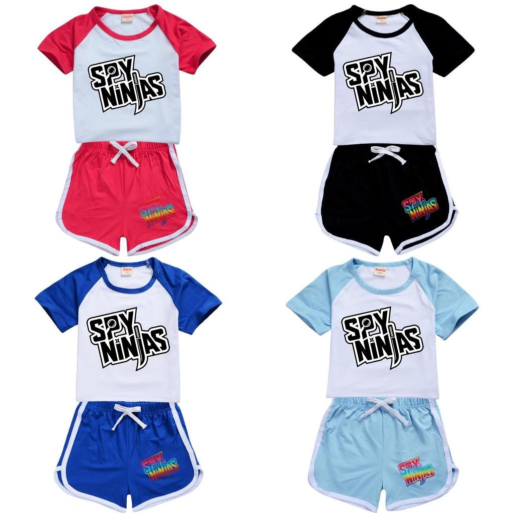 Spy Ninjas Letter Print Kids Tracksuit With Cotton And Polyester For Summer Play And Sports