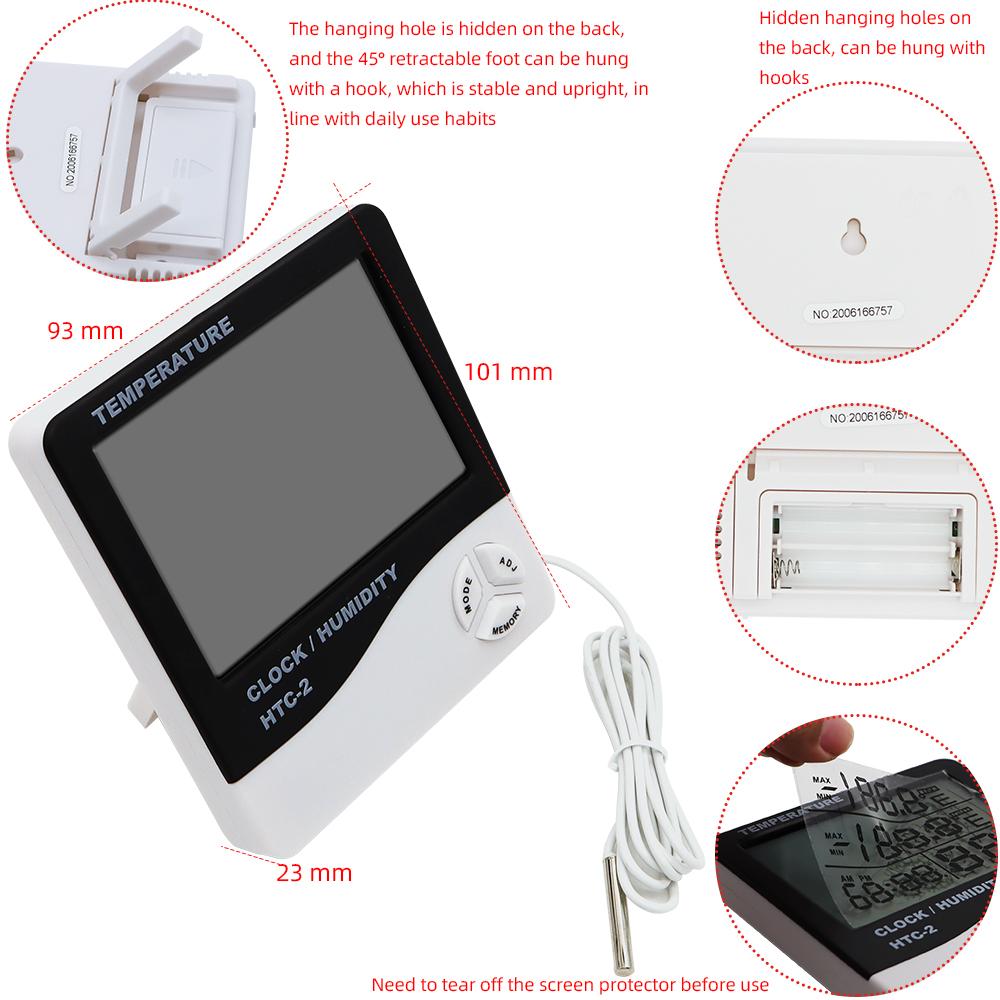 LCD Electronic Digital Temperature Sensor Humidity Meter Backlight Thermometer Hygrometer Gauge Indoor Weather Station Clock