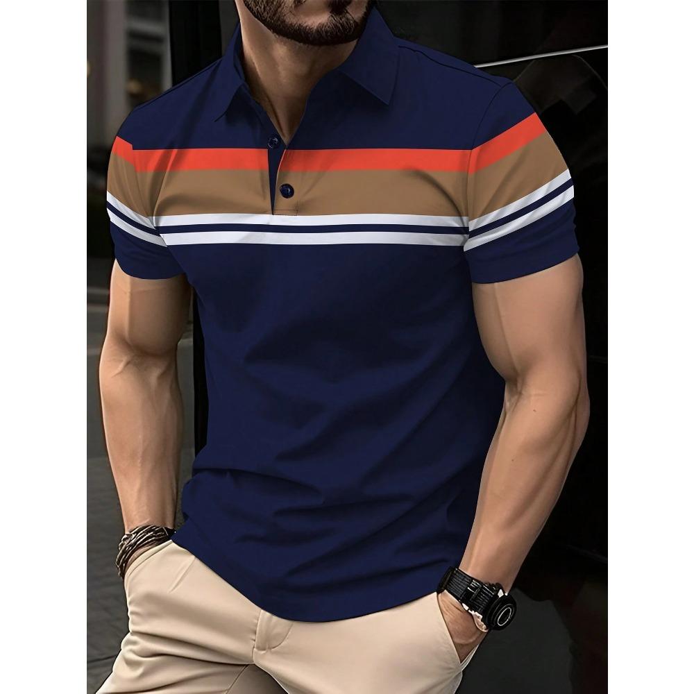Summer men s short sleeved polo shirt, casual, fashionable, and soft S