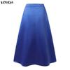VONDA Elegant Women Side Zip-up Waist Layers Ruffled Irregular Casual Party Satin Skirts Dress