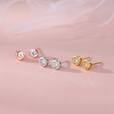 Simple Round Love Zircon Earrings for Women with Niche Light Luxury Temperament Design and Ear Bones
