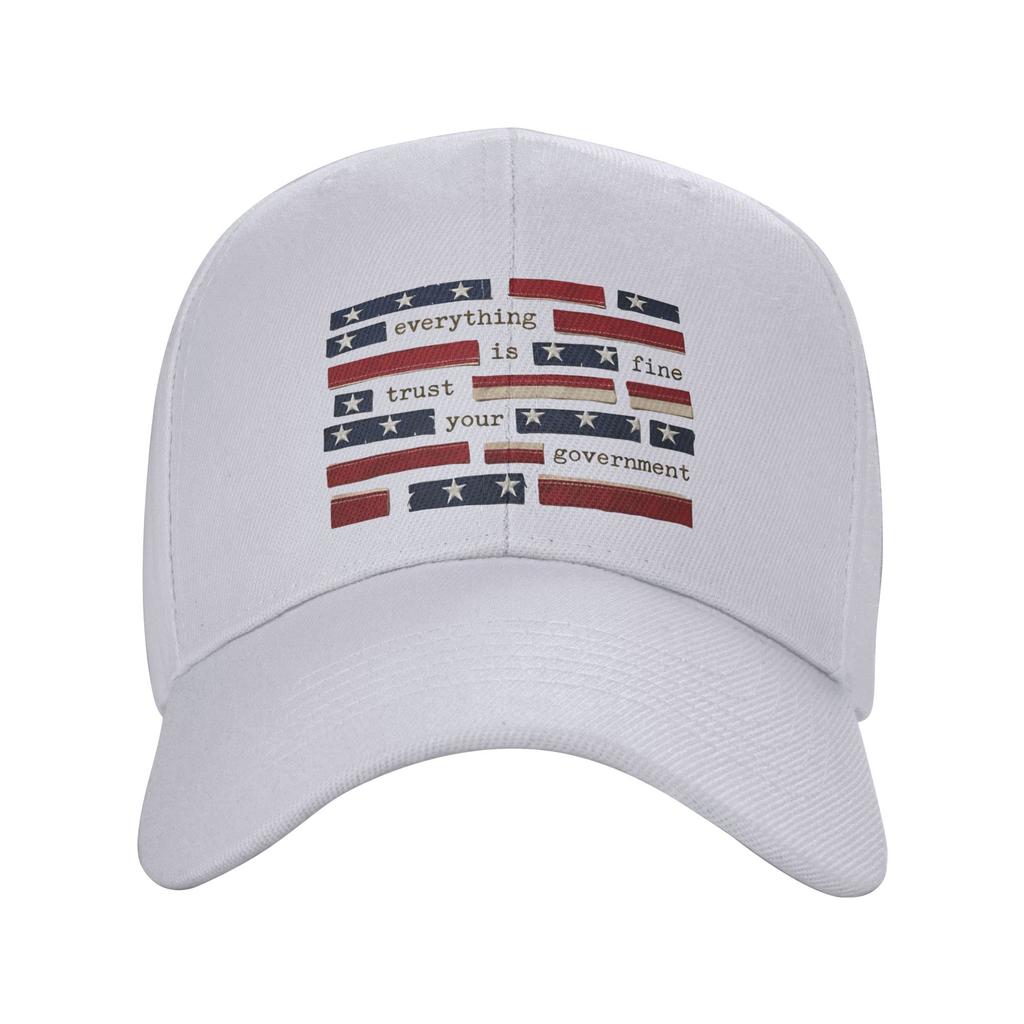 Everything Is Fine Trust Your GovernUnisext Golf Cap Accessories Retro Snapback Hat For Unisex Women Travel Headewear Adjustable