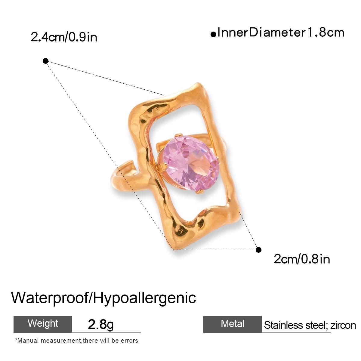 

Женское кольцо из нержавеющей стали с цирконием, полое квадратное – Роскошное, современное украшение для модной элегантности.