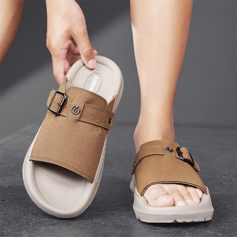 Fashion CYYTL Mens Slippers Casual Summer Shoes Beach Sandals Outdoor Slides Leather Walking Comfort Lightweight Luxury Designer Fashion