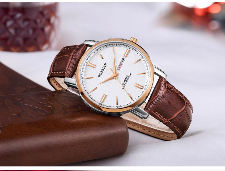 Unisex Waterproof Cowhide Strap Watch with Dual Calendar for Teens and Adults