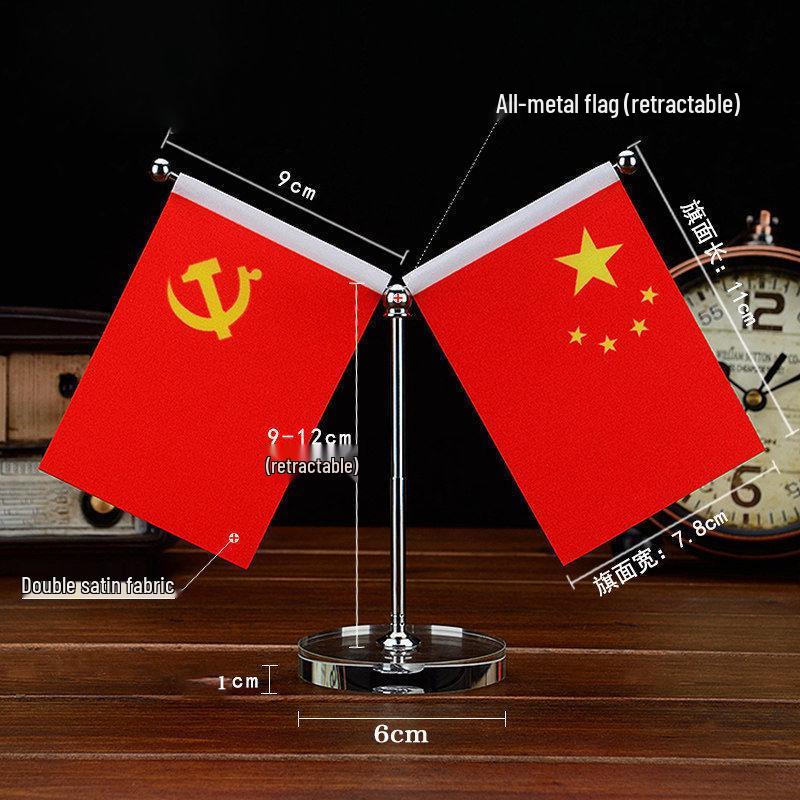 Crystal Five-Star Red Flag Desk Ornament for Office and Conference Room Decoration