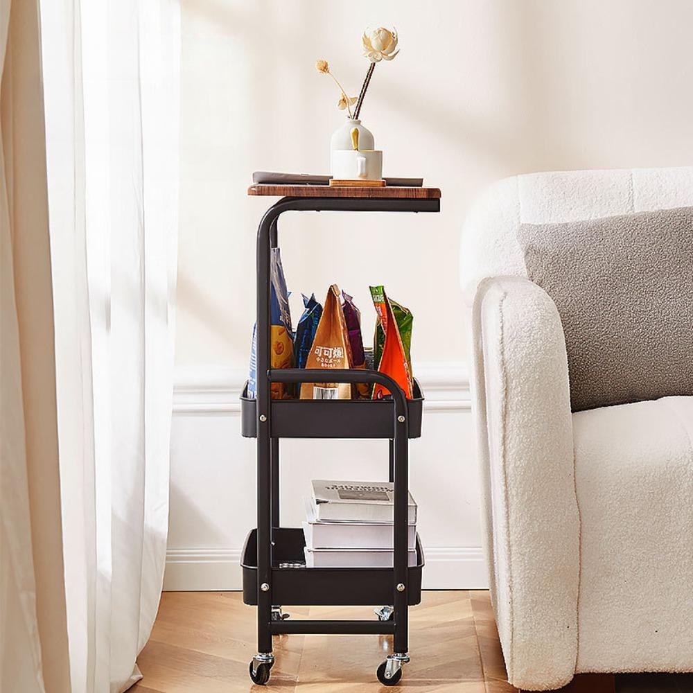 Bathroom Storage Trolley with Wheels Multi-layer Bathroom Shelf Waterproof Rolling Cart with Countertop Simple Kitchen Trolley