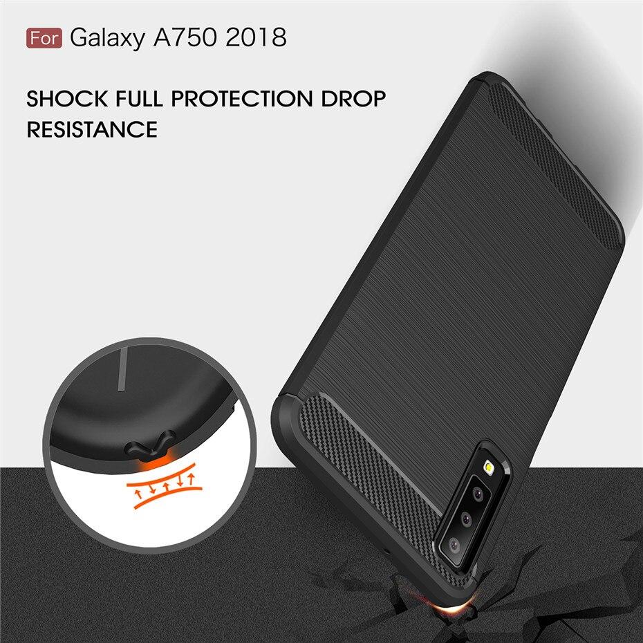 Silicone Case For Samsung Galaxy A7 2018 A750 Carbon Fiber Soft TPU Cover Fitted Conque For Samsung Galaxy A7 2018 Case Silicone
