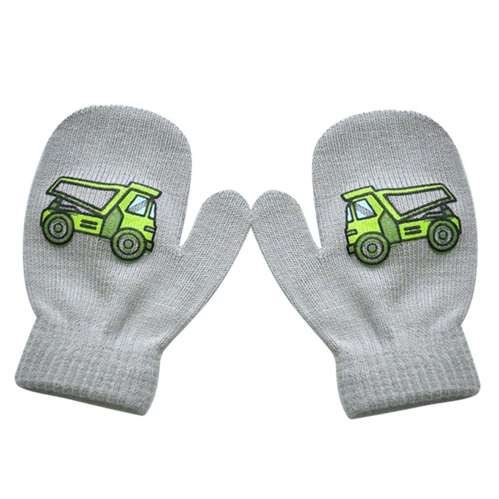 2 Pairs Thick Full Finger Toddler Boys Girls Thick Warm Knitted Gloves Mittens Cute
