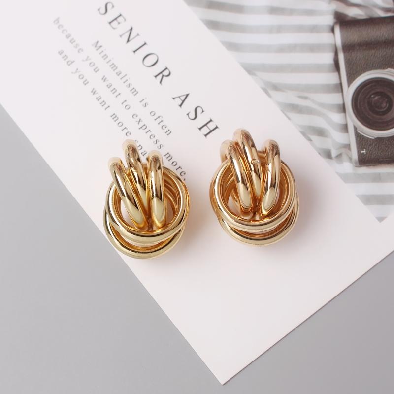 Orecchini a Bottone Rock Intrecciati per Donna Statement Europeo Nodo Metallico Liscio Orecchino Minimalista Gioielli da Festa Ingrosso Regalo Ragazza