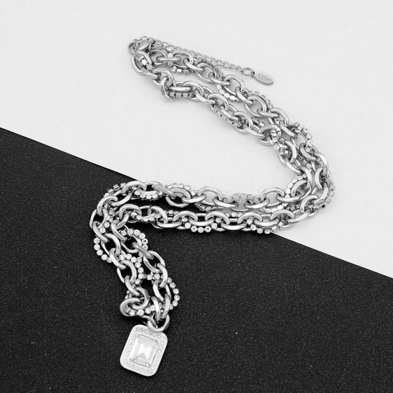 Necklace: Cold Wind, Rock Sugar, Gemstone, Men's Sweatshirt, Women's Niche Design, High-end Sweater Chain, Hip-hop Collarbone Chain, Necklace