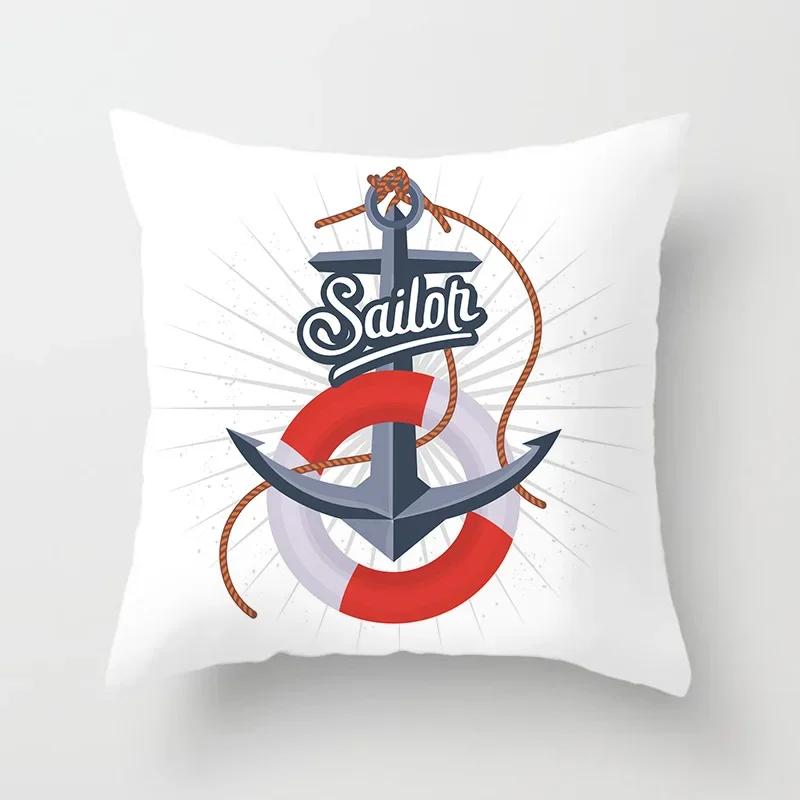 45X45CM Retro Mediterraner Ozean Druck Blau Grün Kissenbezug Heiß Meerjungfrau Fisch Kissenbezug Sofa Sitz Wohnzimmer Dekokissen