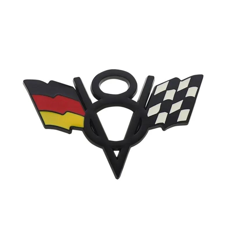 American Flag V8 V 8 Italy UK Germany US National Flag for Fender Trunk Rear Bonnet Nameplate Decal Emblem Badge Sticker