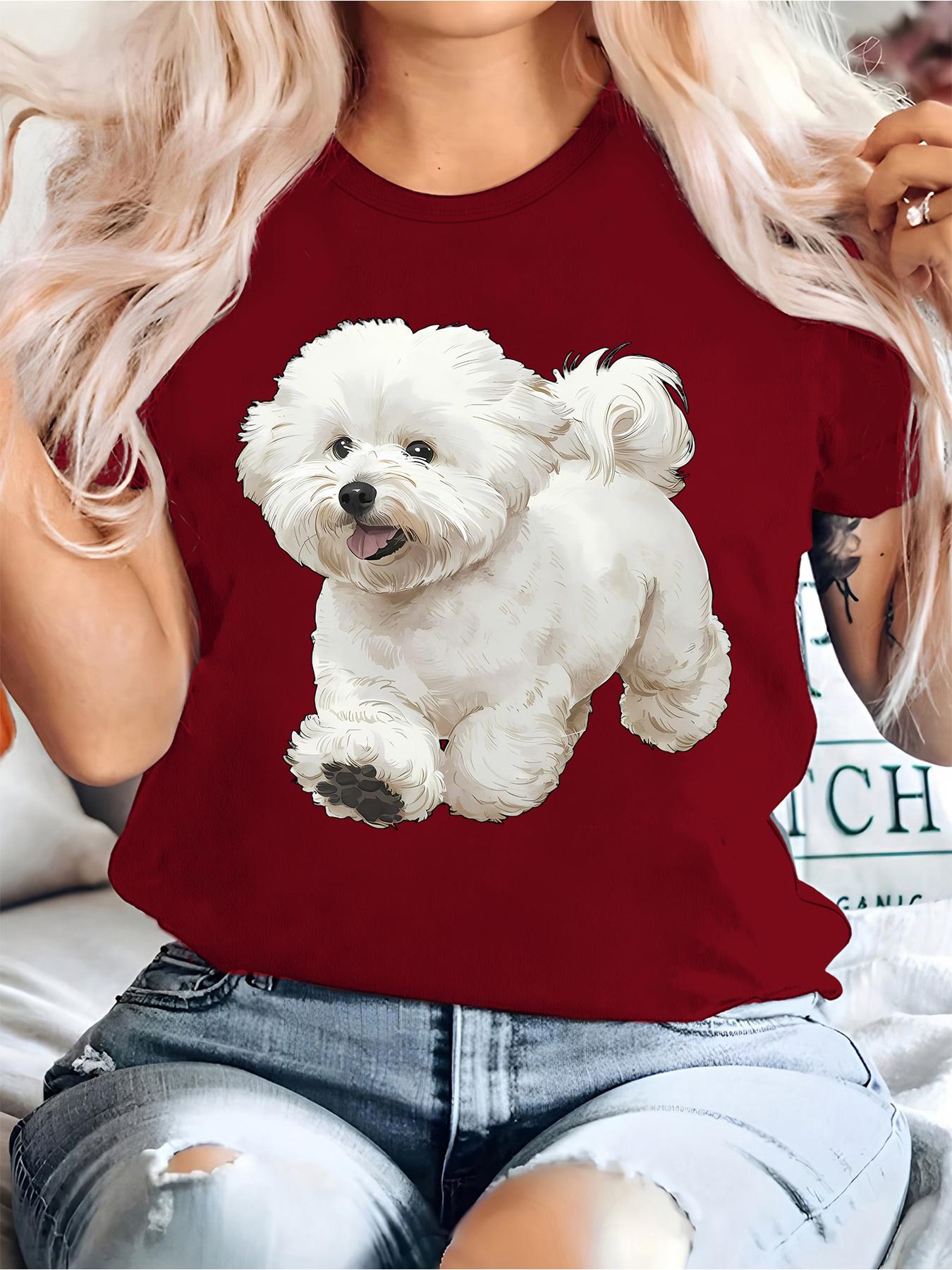 

Plus Size. Ladies Bichon Frise Illustration T-Shirt. Plus Size Casual Crew Neck Tee. Polyester and Super Stretch Fiber Blend Short Sleeve. Medium Str XL дубильная кора