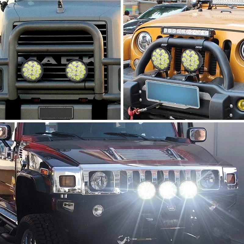 14 LED Work Light 42W 6000K Mini Round Headlamp Spotlight for Truck SUV 4WD Engineering Headlights Off-road Car Front Fog Lamp